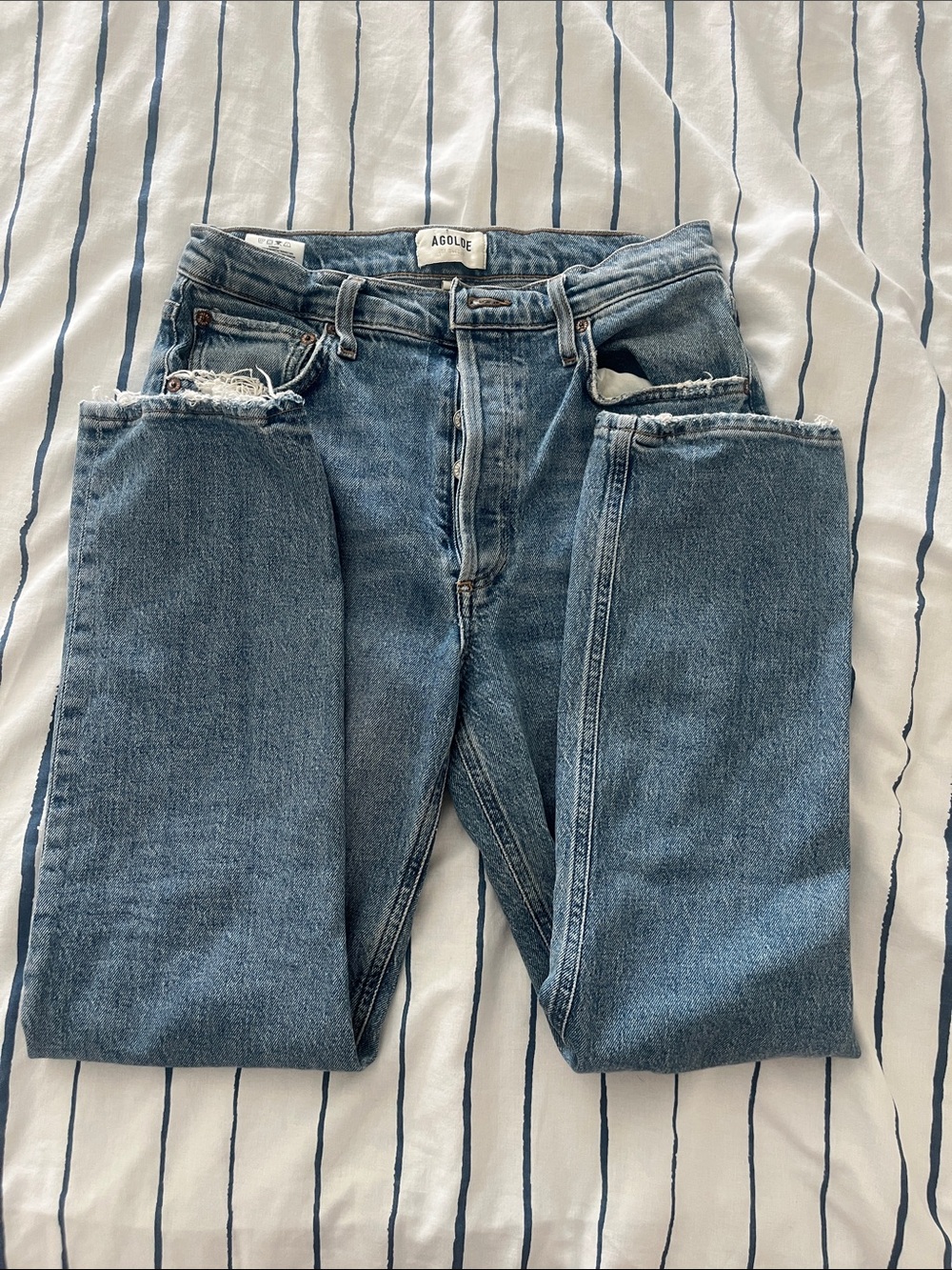 Agolde Light Blue High-Rise Straight Jeans